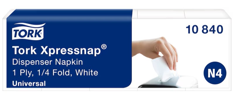 10840-91 Tork Xpressnap White Dispenser Napkin - Case of 9000