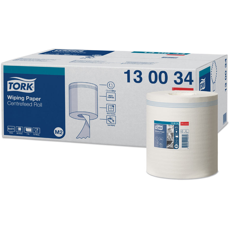 130034 Tork Wiping Paper White 1 Ply  165m - Case of 6