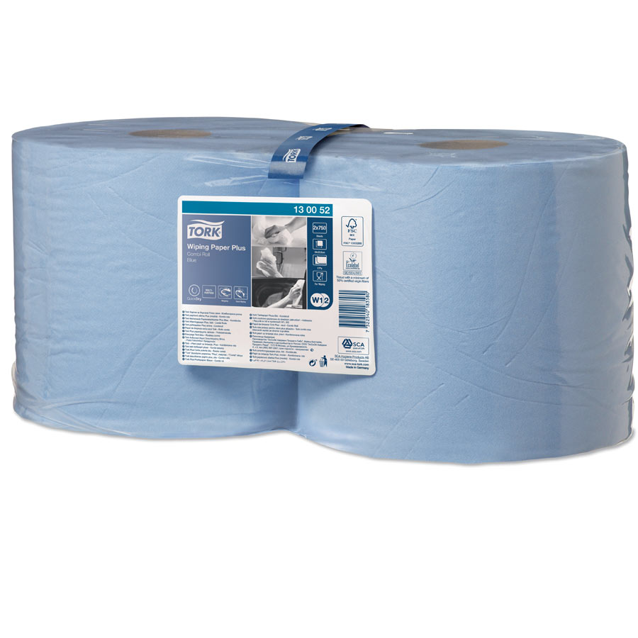130052 Tork Wiping Paper Plus Blue 2 Ply 255m - Case of 2
