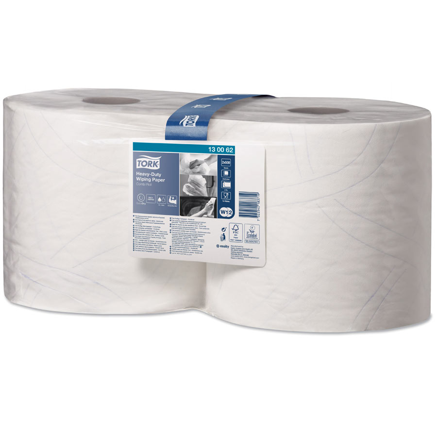 130062 Tork Heavy-Duty Wiping Paper White 2 Ply 170m - Case of 2