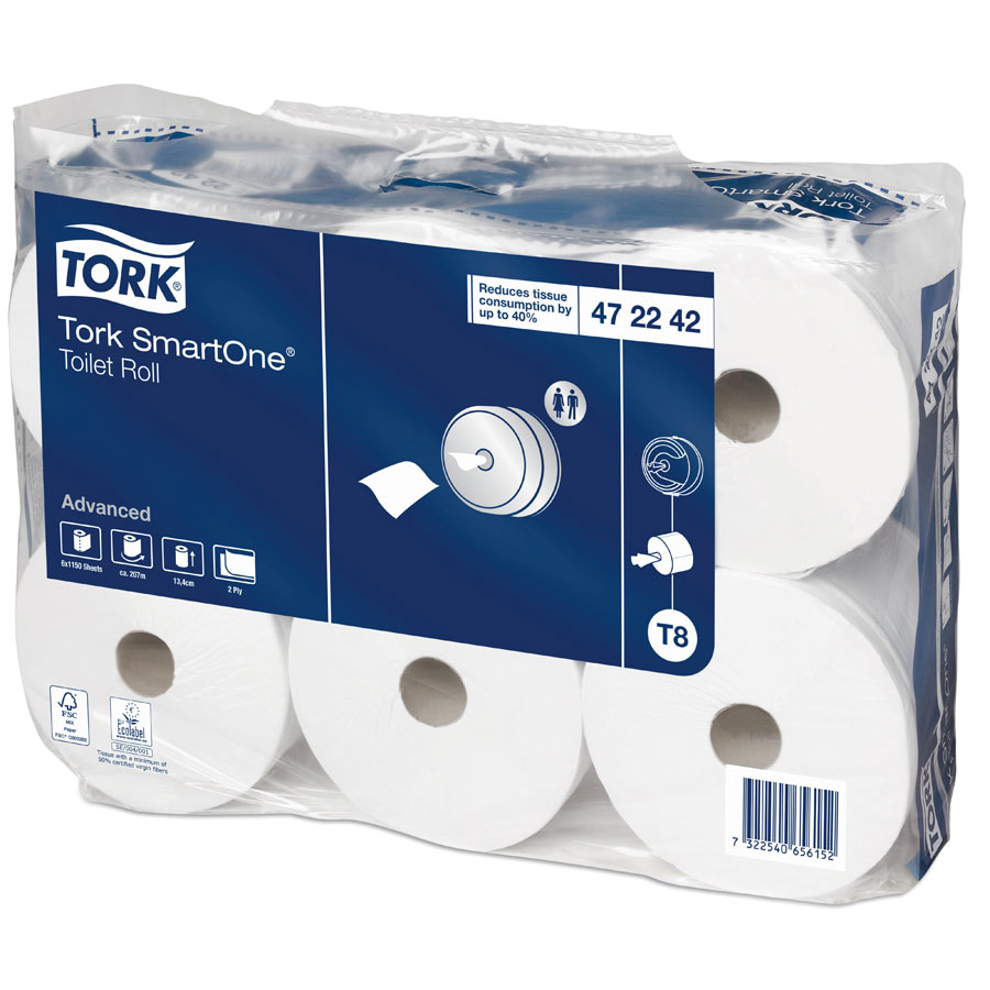 472242 Tork SmartOne Toilet Roll White 2 Ply 1150 Sheet - Case of 6