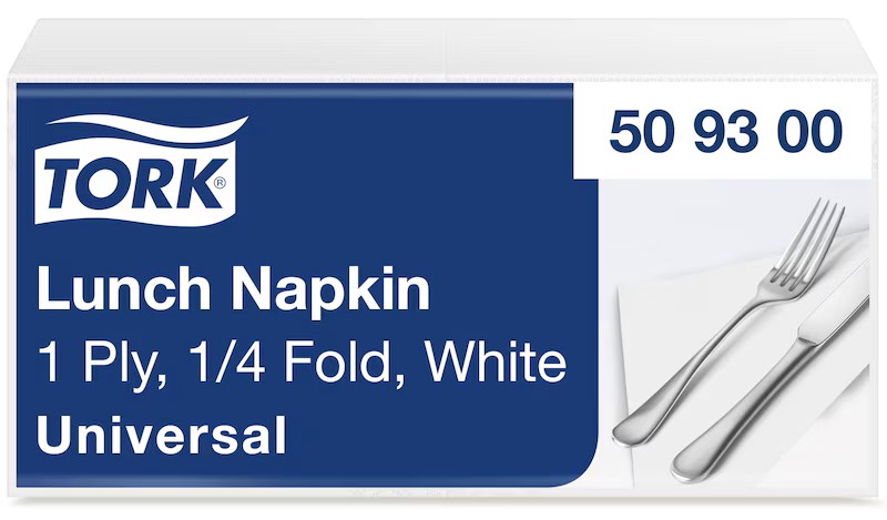 509300 Tork White Lunch Napkin 1 Ply 32cm - Case of 4000