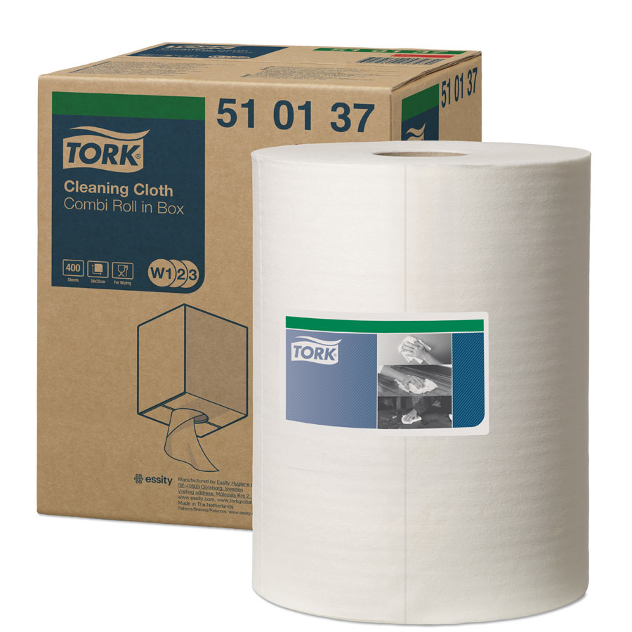 510137 Tork Cleaning Cloth White - 400 Sheet Roll