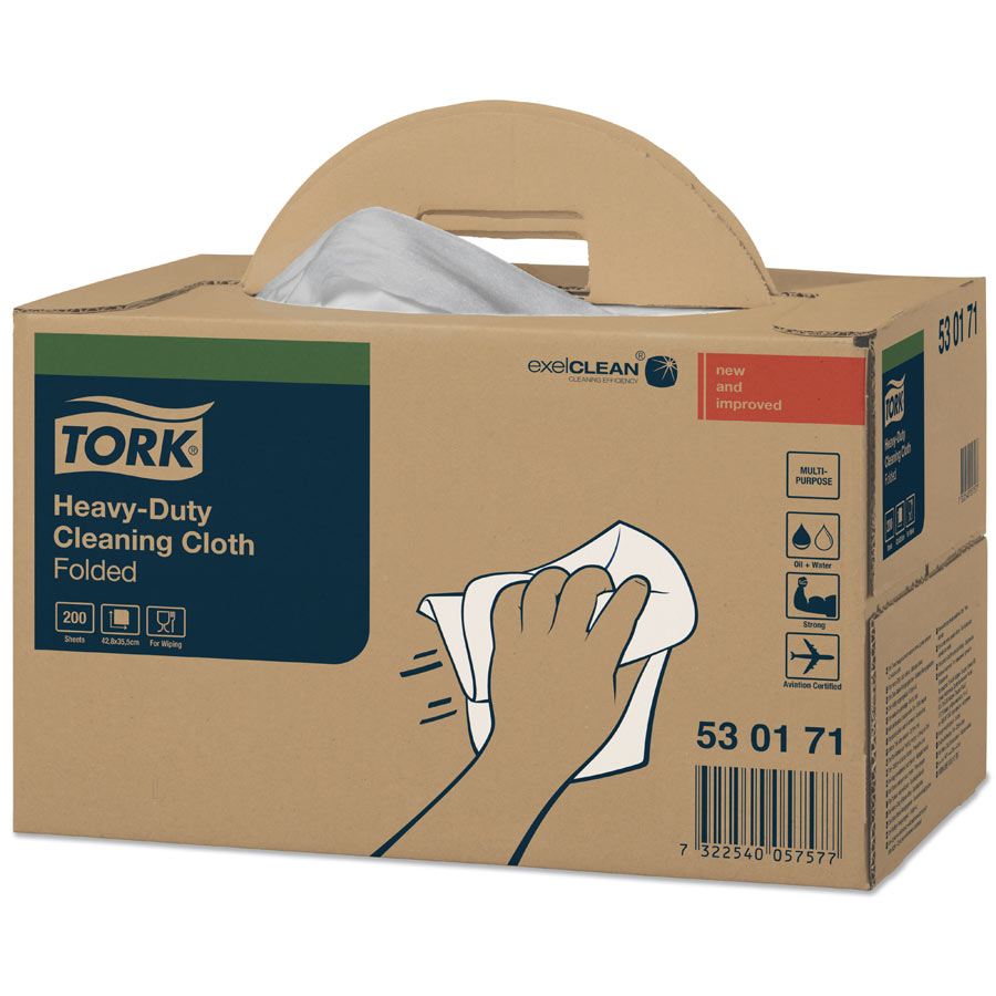 530171 Tork Heavy-Duty Cleaning Cloth White Box of 200