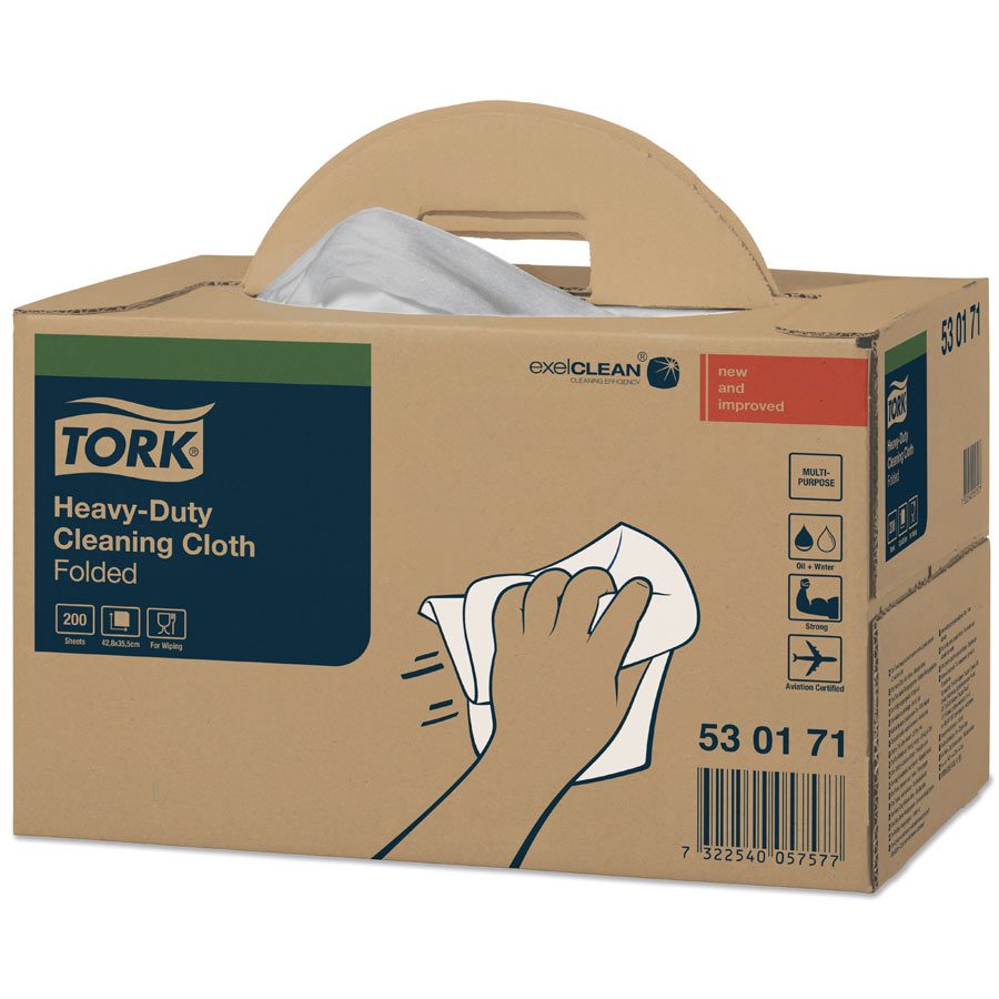 530171 Tork HeavyDuty Cleaning Cloth White Box of 200 DEB Disposables