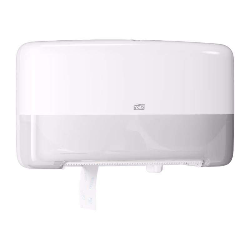 Tork® 555500 T2 Twin Mini Jumbo Toilet Roll Dispenser – White