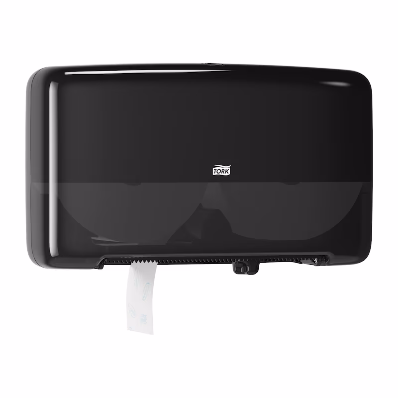 Tork® 555508 T2 Twin Mini Jumbo Toilet Roll Dispenser – Black