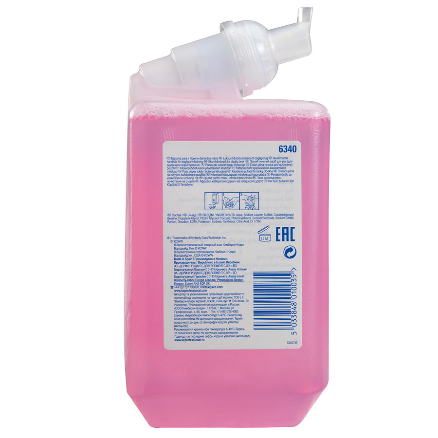 Scott Essential Foam Everyday Use Hand Cleanser 6340 - Scented Foaming Hand Wash - 6 x 1 Litre Pink Hand Wash Refills (6 Litre total)