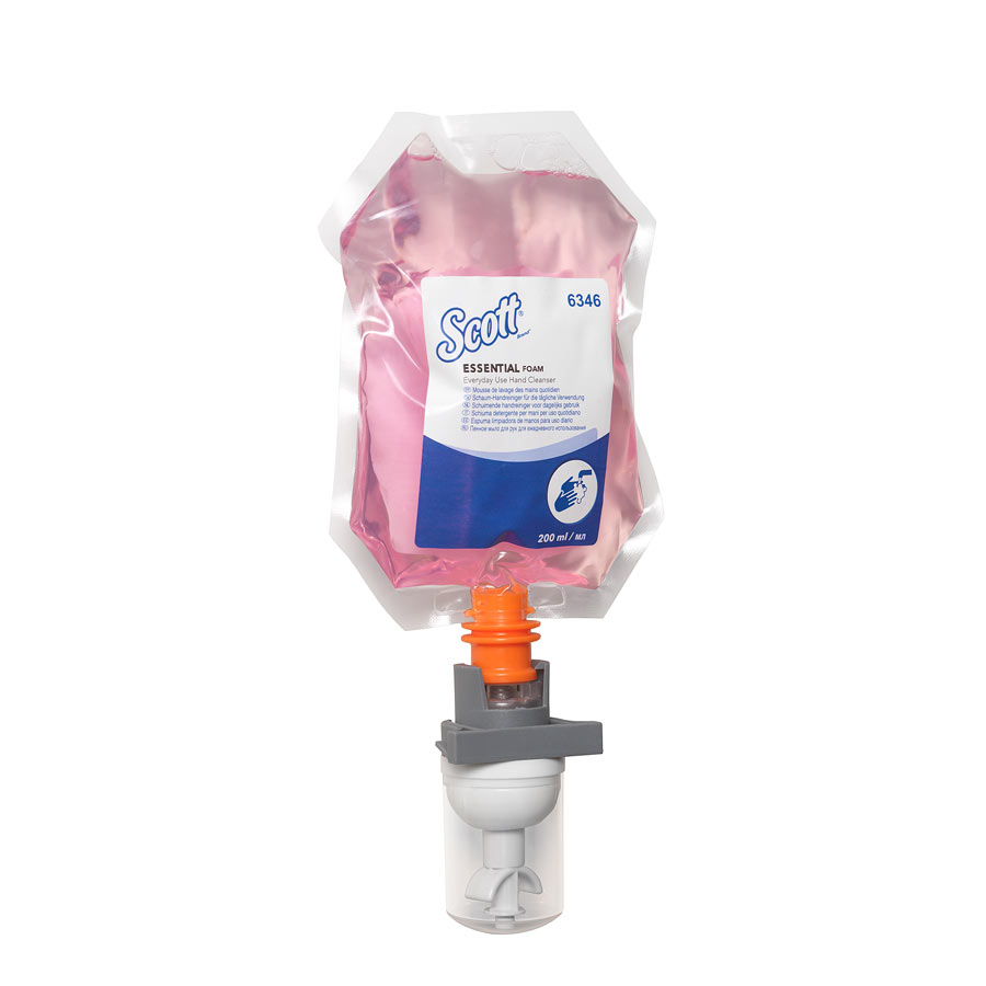 Scott Essential Foam Everyday Use Hand Cleanser 6346, pink, 12 x 200 ml (2400 ml total)