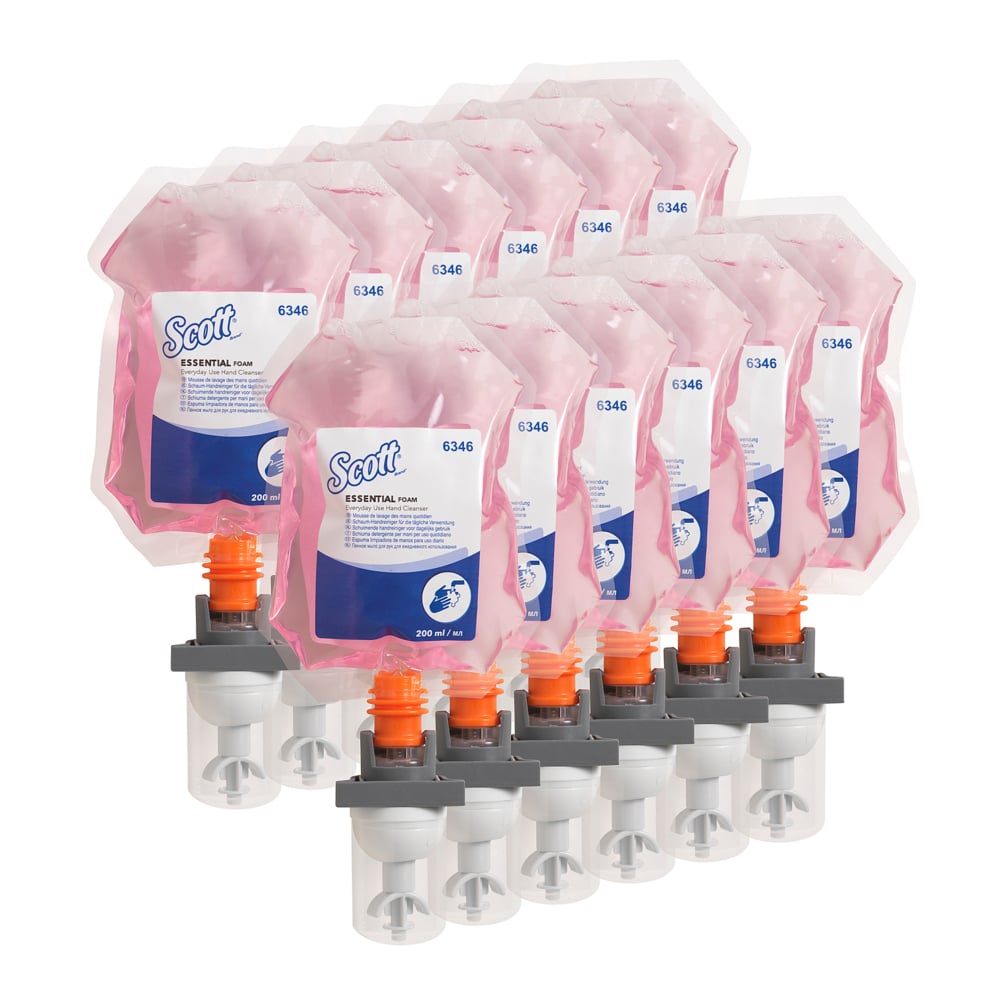 Scott Essential Foam Everyday Use Hand Cleanser 6346, pink, 12 x 200 ml (2400 ml total)