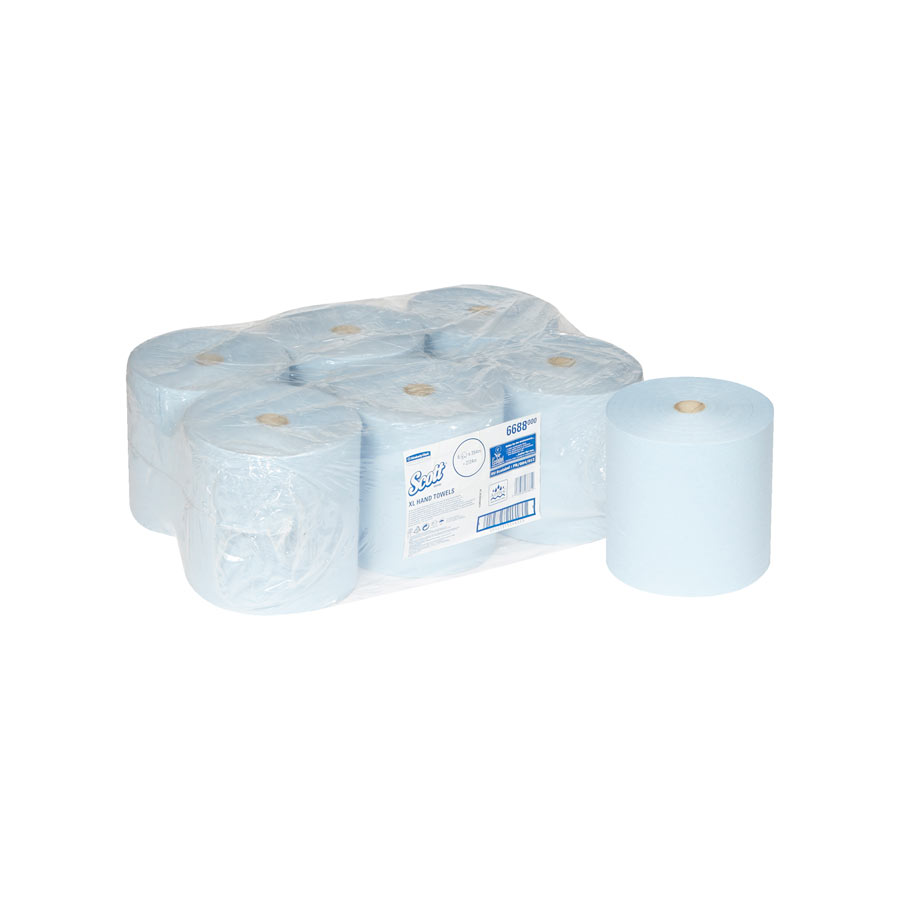 Scott XL Hand Towels 6688 - 6 x 354m blue, 1 ply rolls
