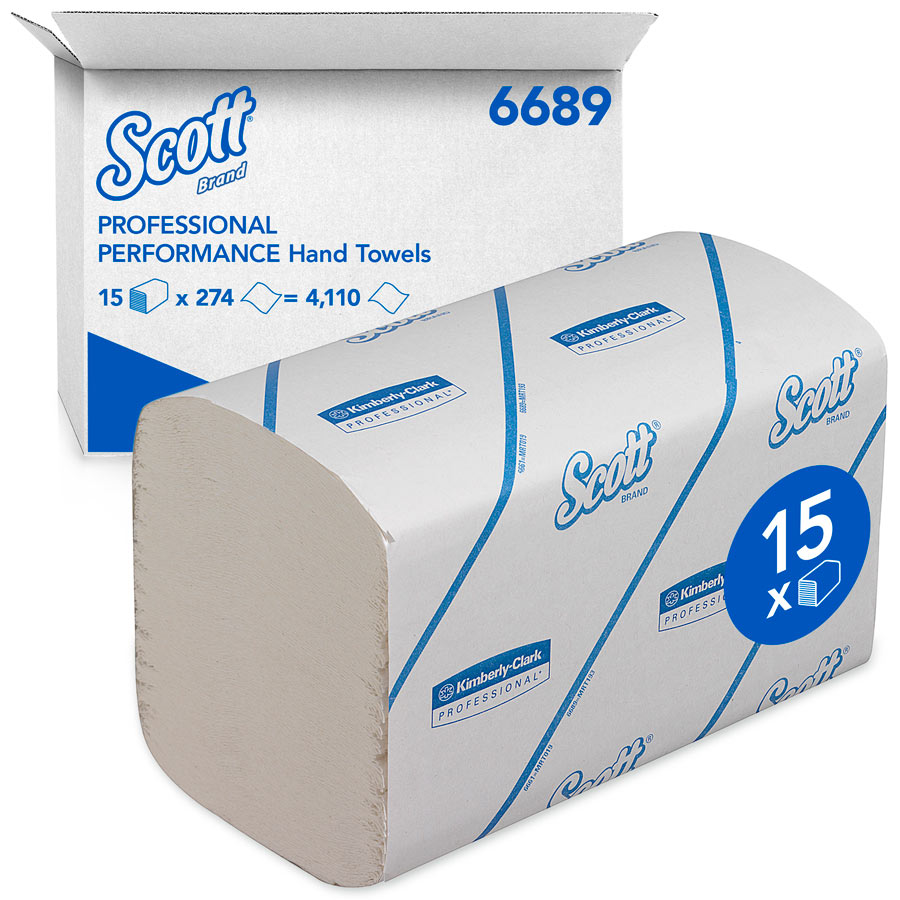 Scott Performance Interfolded Hand Towels 6689 - 15 packs x 274 white, 1 ply sheets, small