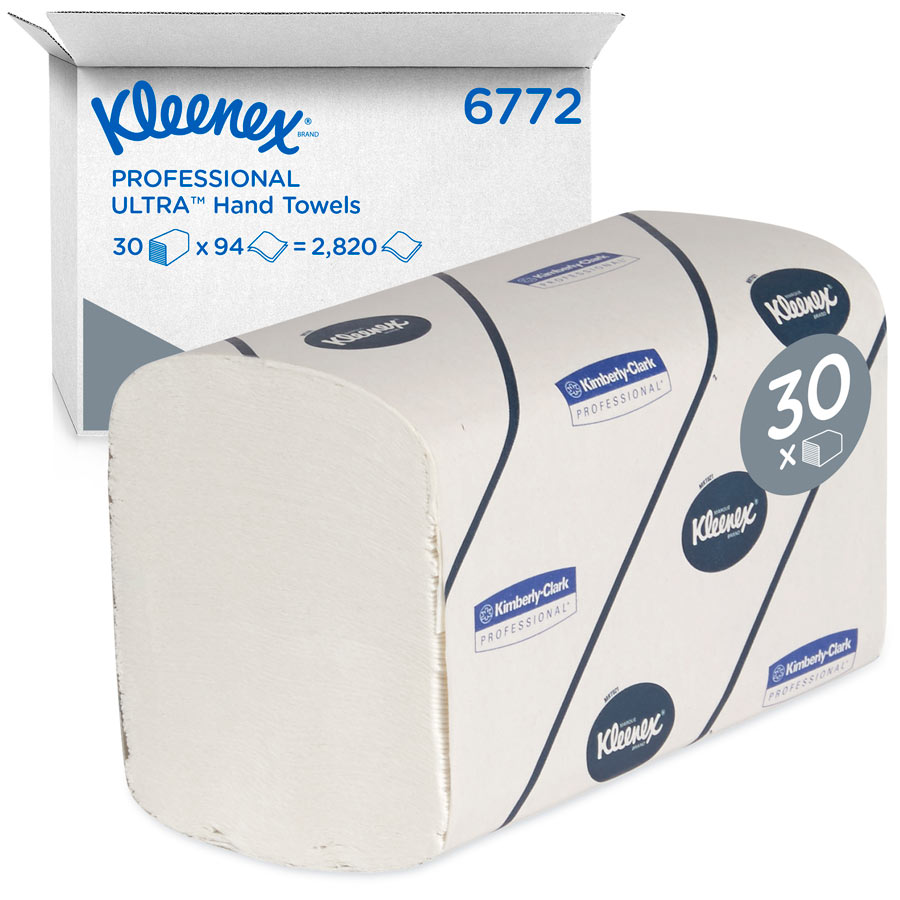Kleenex Ultra Interfolded Hand Towels 6772 - 30 packs x 94 white, 2 ply sheets