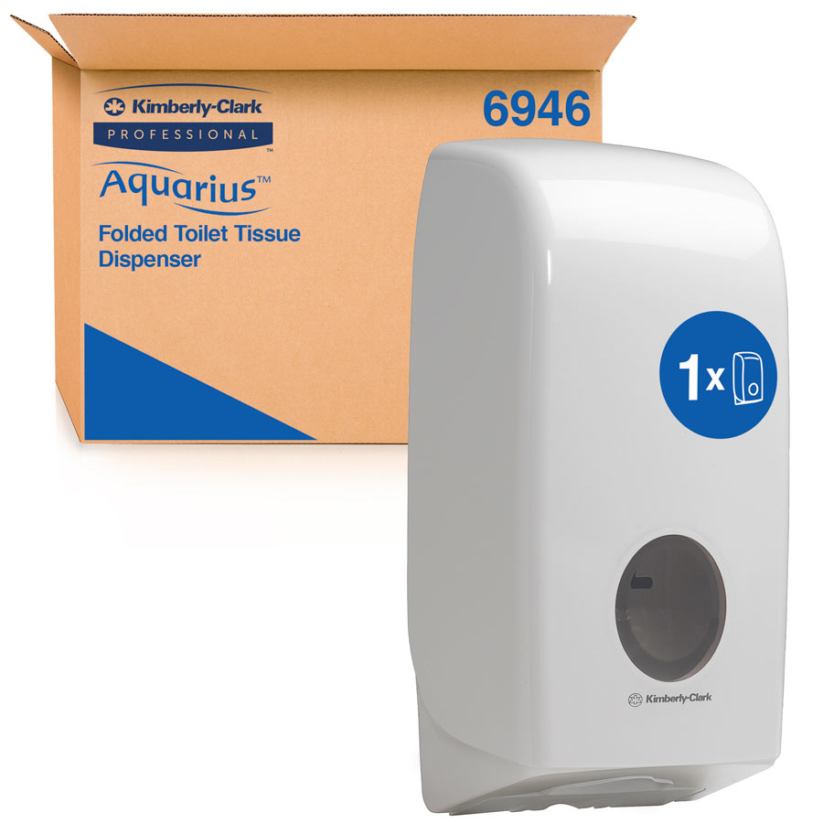 Aquarius Folded Toilet Tissue Dispenser 6946 - 1 x White Single Sheet Toilet Paper Dispenser