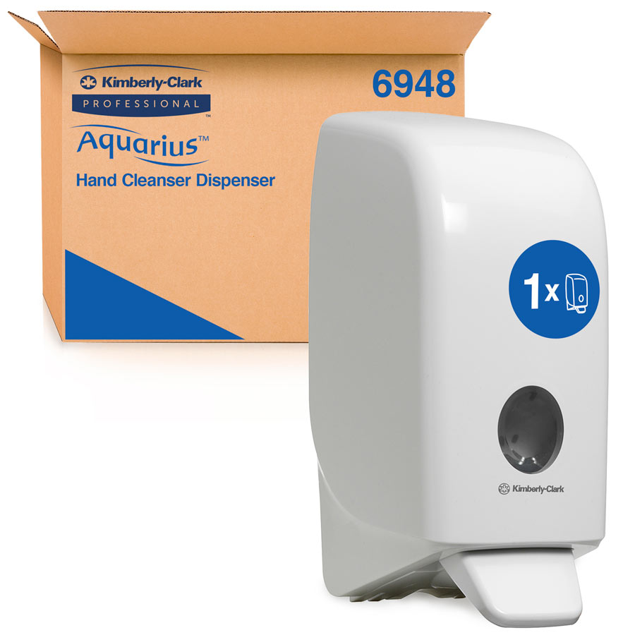 Aquarius Hand Cleanser Dispenser 6948 - 1 x White Wall Mounted Hand Wash Dispenser (Suitable for 1 Litre Refills)