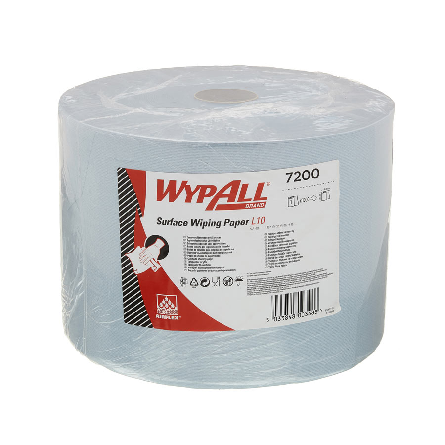 WypAll L10 Surface Wiping Paper 7200 - Jumbo Roll - 1 Blue Roll x 1,000 Paper Wipes