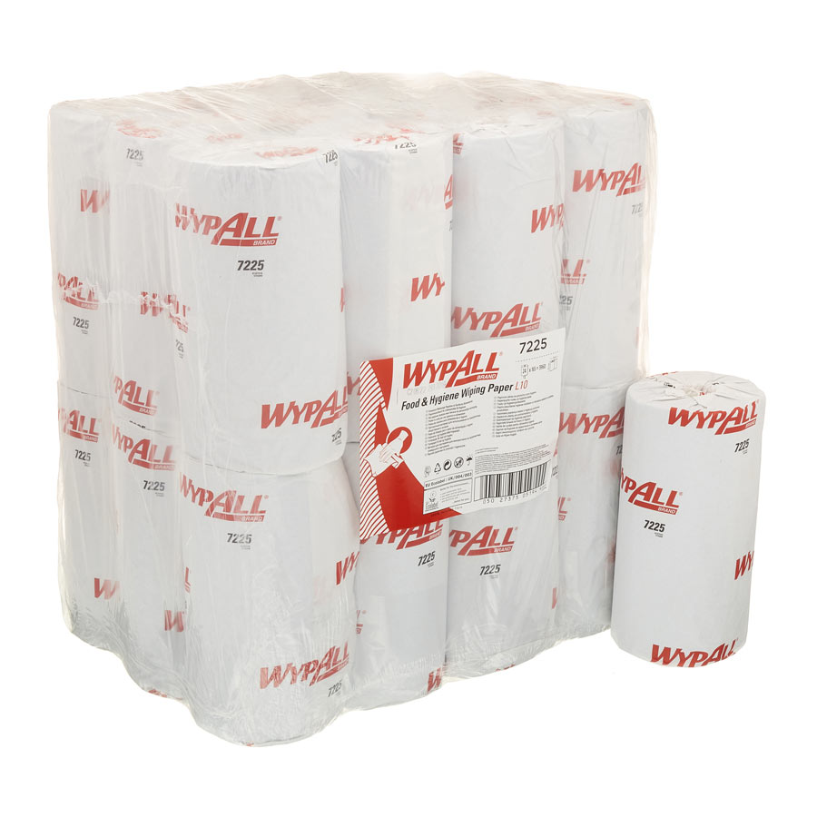WypAll Food & Hygiene Wiping Paper L10 Compact Roll 7225 - 24 rolls x 165 sheets, 1 ply, blue