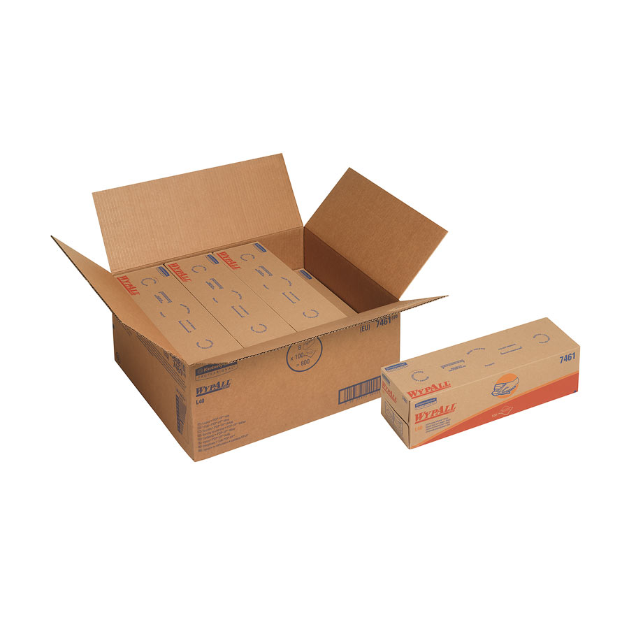 WypAll L40 Pop-Up Box Wipers (product code 7461) 8  Boxes x 100 sheets = 800 total