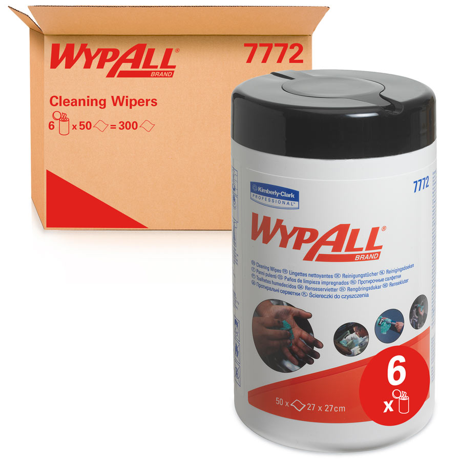 WypAll Cleaning Wipes Refill (product code 7772) 50 x green, 1 ply sheets per canister (box contains 6 canisters)