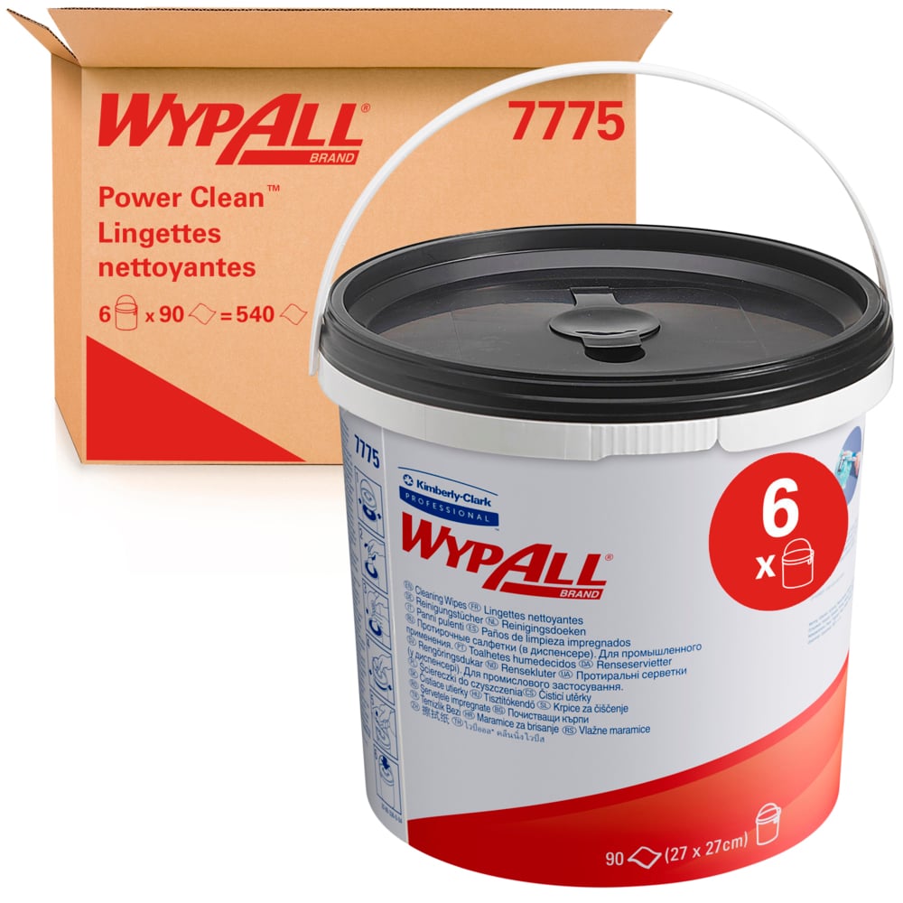 WypAll Cleaning Wipes Refill (product code 7775) 90 green, pre-soaked sheets per bucket (box contains 6 buckets)