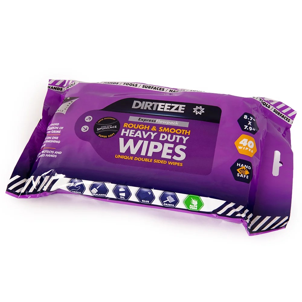 Dirteeze Rough & Smooth Trade Wipes – 40 Sheet Flow Pack – Case of 6