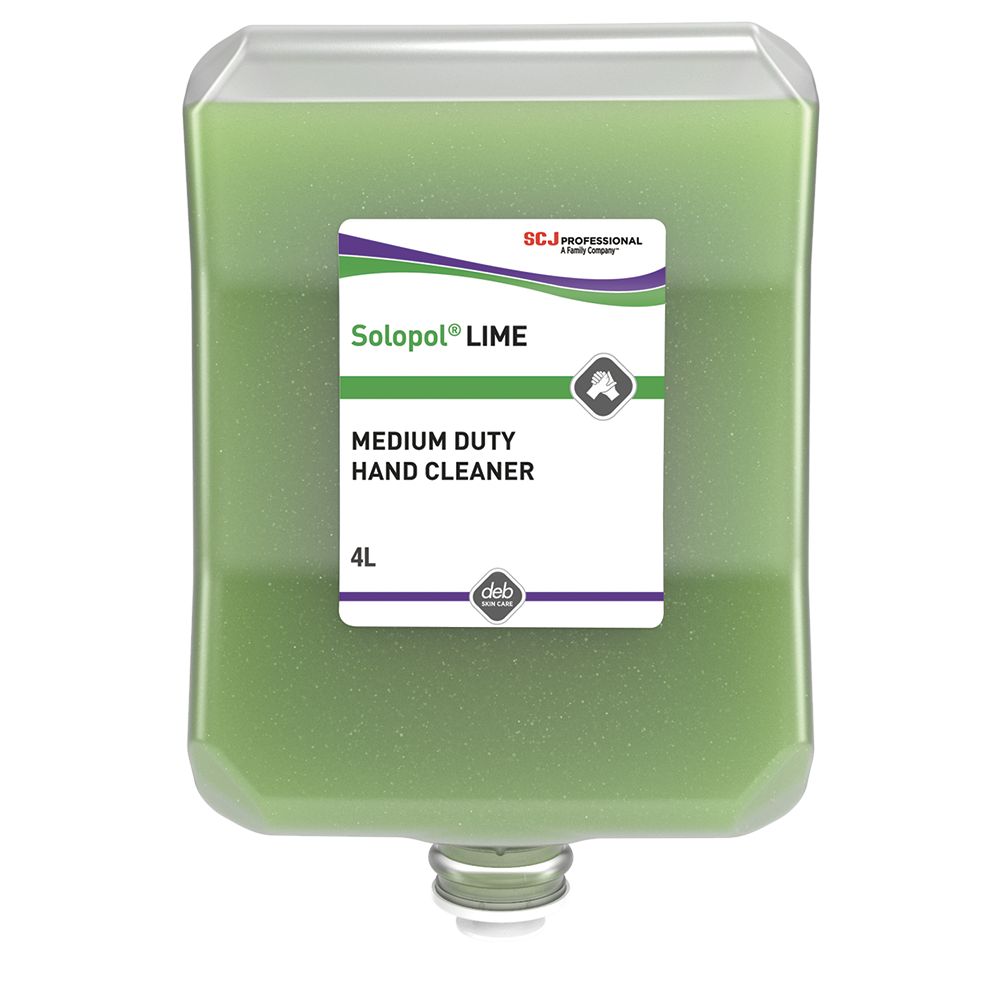 Solopol Lime - Medium-Heavy Duty Hand Cleaner - 4L Cartridge - Case of 4 - LIM4LTR