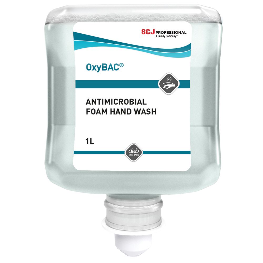 OxyBAC FOAM Wash- Antimicrobial rich-cream foam hand wash, perfume-free and dye-free - 1L Cartridge - Case of 6 - OXY1L