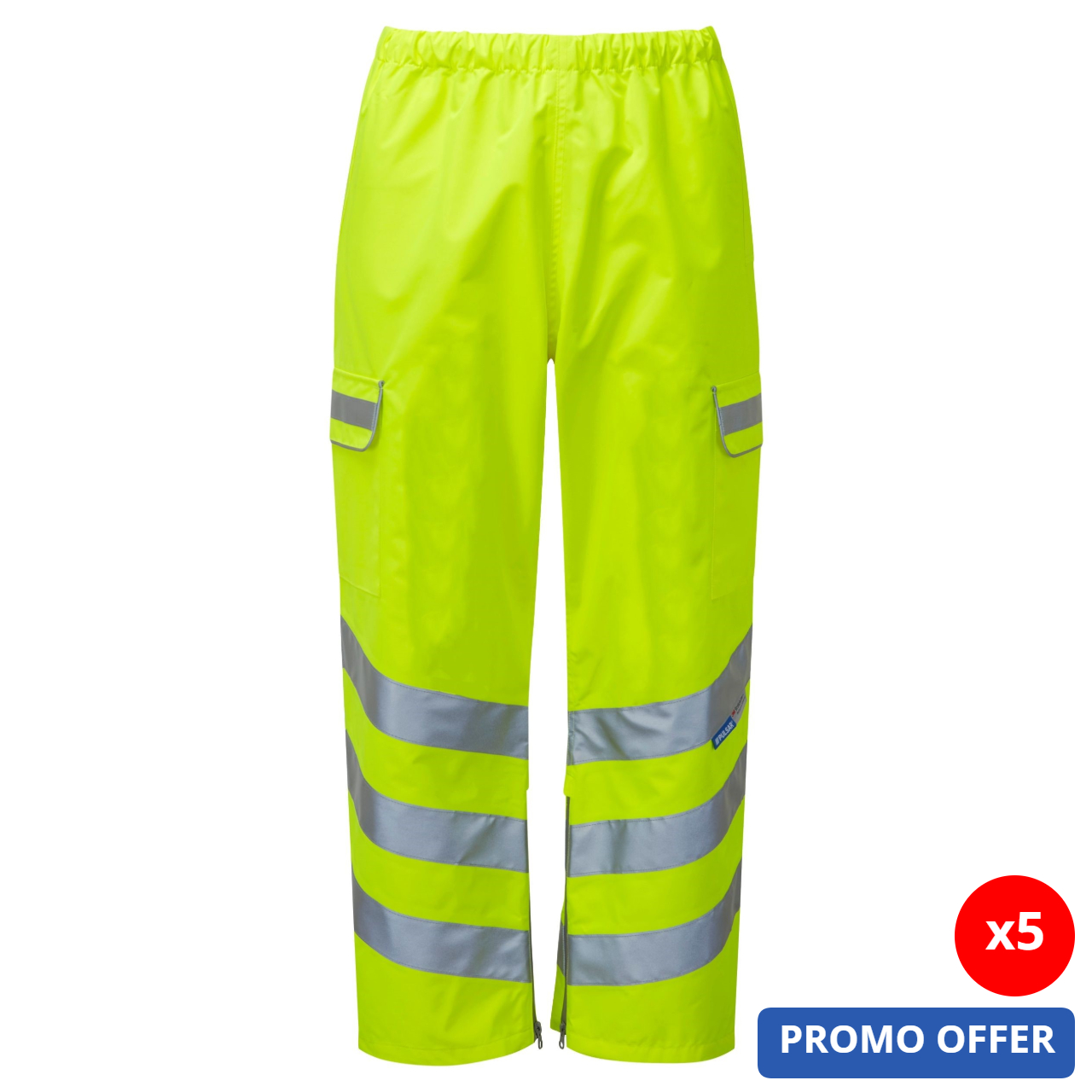 P206TRS | PULSAR® PROTECT Hi-Vis Yellow Waterproof Overtrousers – Buy 5, Get 1 Free!