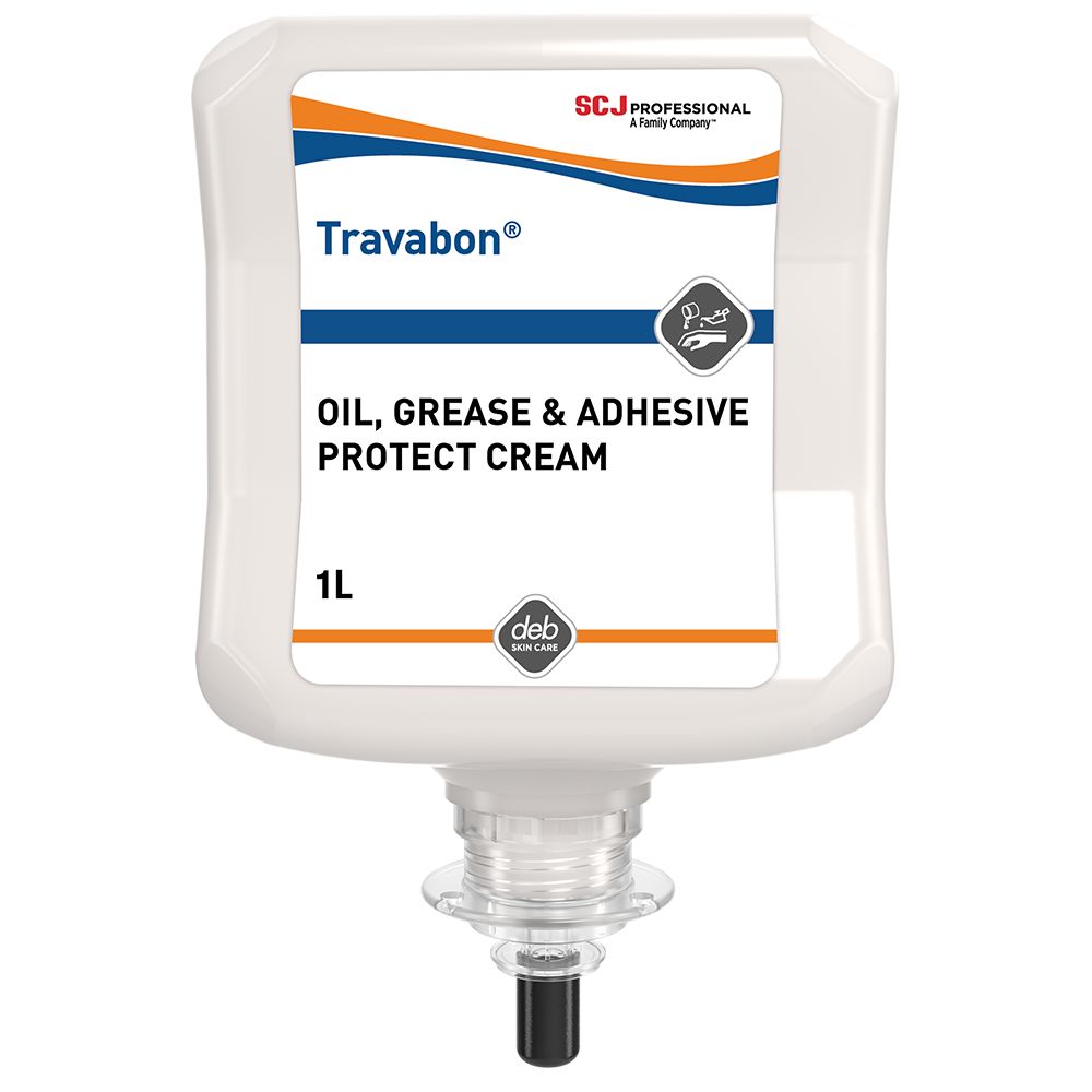 Travabon - Specialist Skin Protection Cream - Oil, Grease and Adhesive - 1L Cartridge - Case of 6 - TVC1L