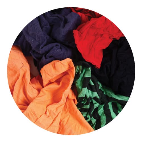 Coloured Cotton T-Shirt Wipers - 10kg Bag