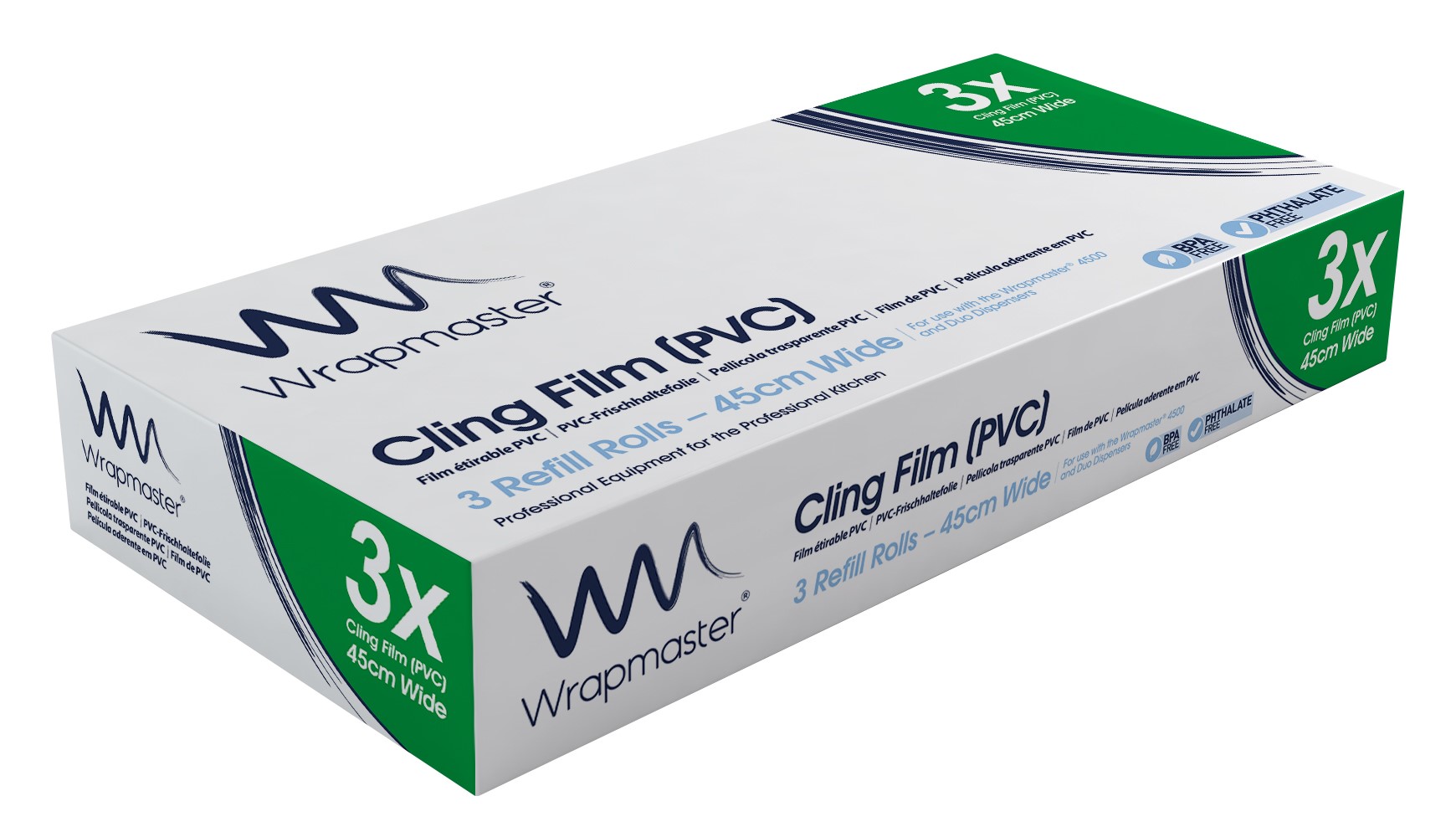 Wrapmaster® 31C81 Cling Film (PVC) Refill Rolls 45cm x 300m x 3