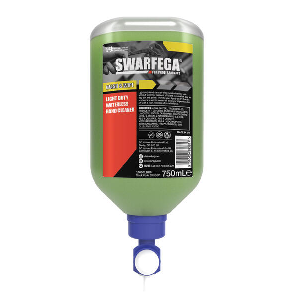 CRH36V | Swarfega® WASH & WIPE Light Duty Hand Cleaner (Skin Safety Cradle) 750ml - Case of 6
